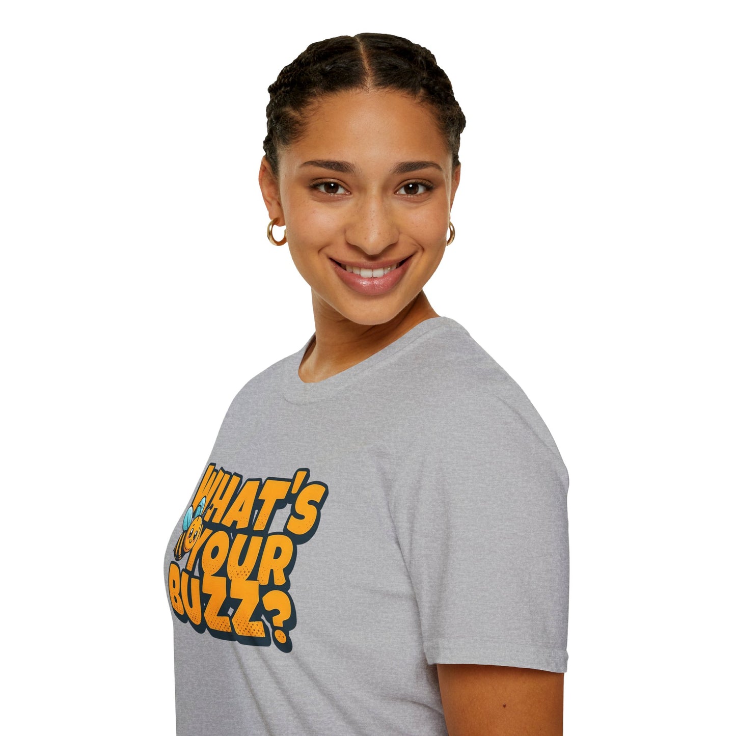 Fun Buzzing Bee T-Shirt - What's Your Buzz? Unisex Softstyle Tee