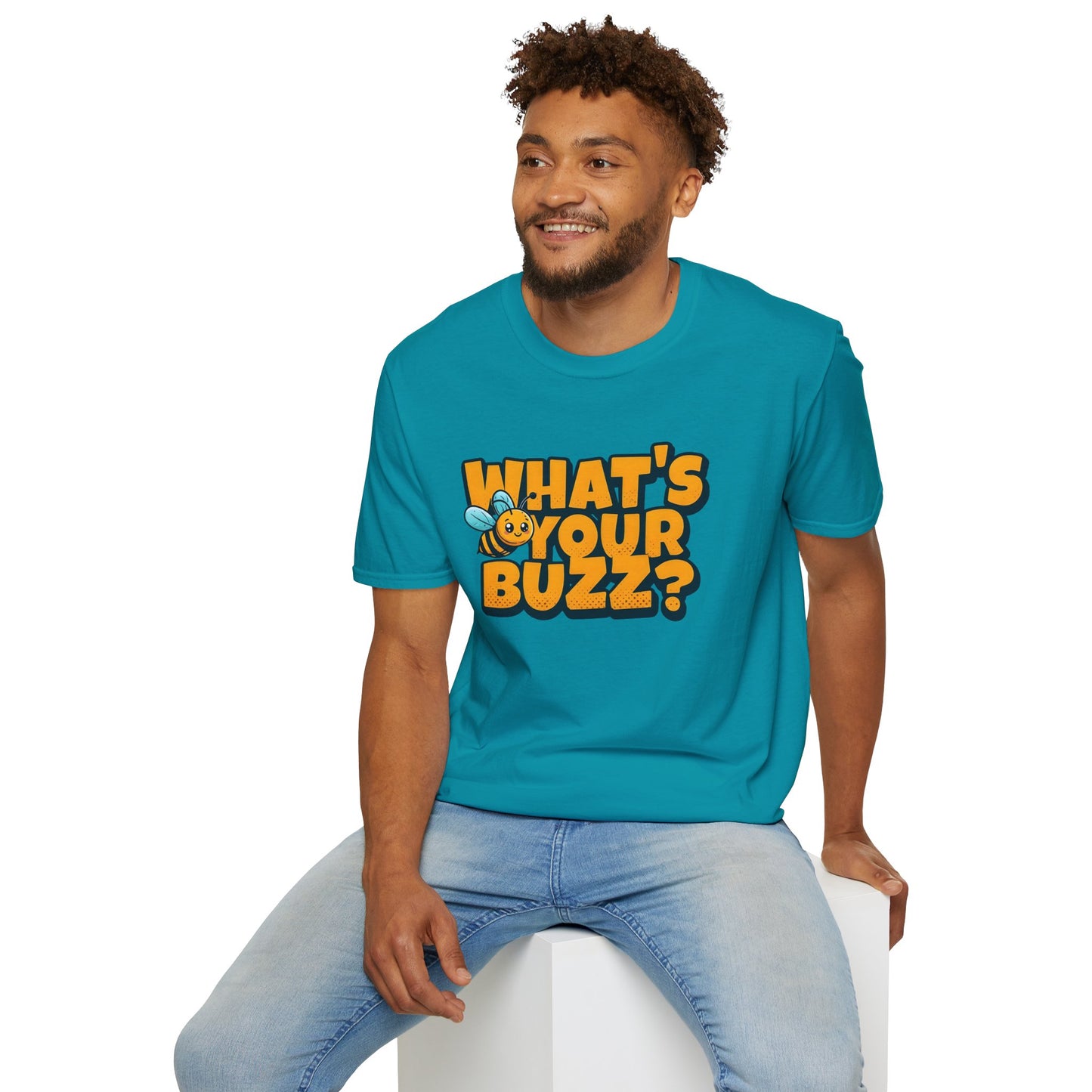 Fun Buzzing Bee T-Shirt - What's Your Buzz? Unisex Softstyle Tee