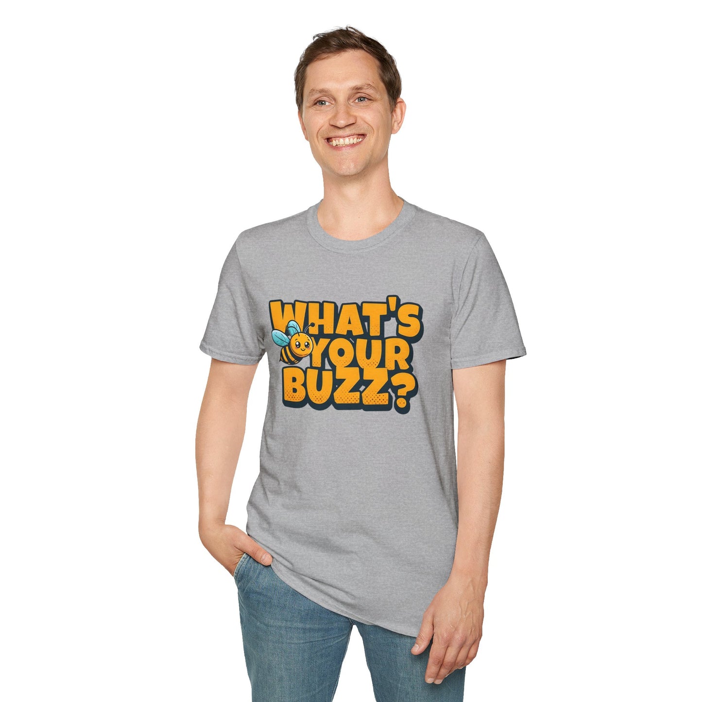 Fun Buzzing Bee T-Shirt - What's Your Buzz? Unisex Softstyle Tee