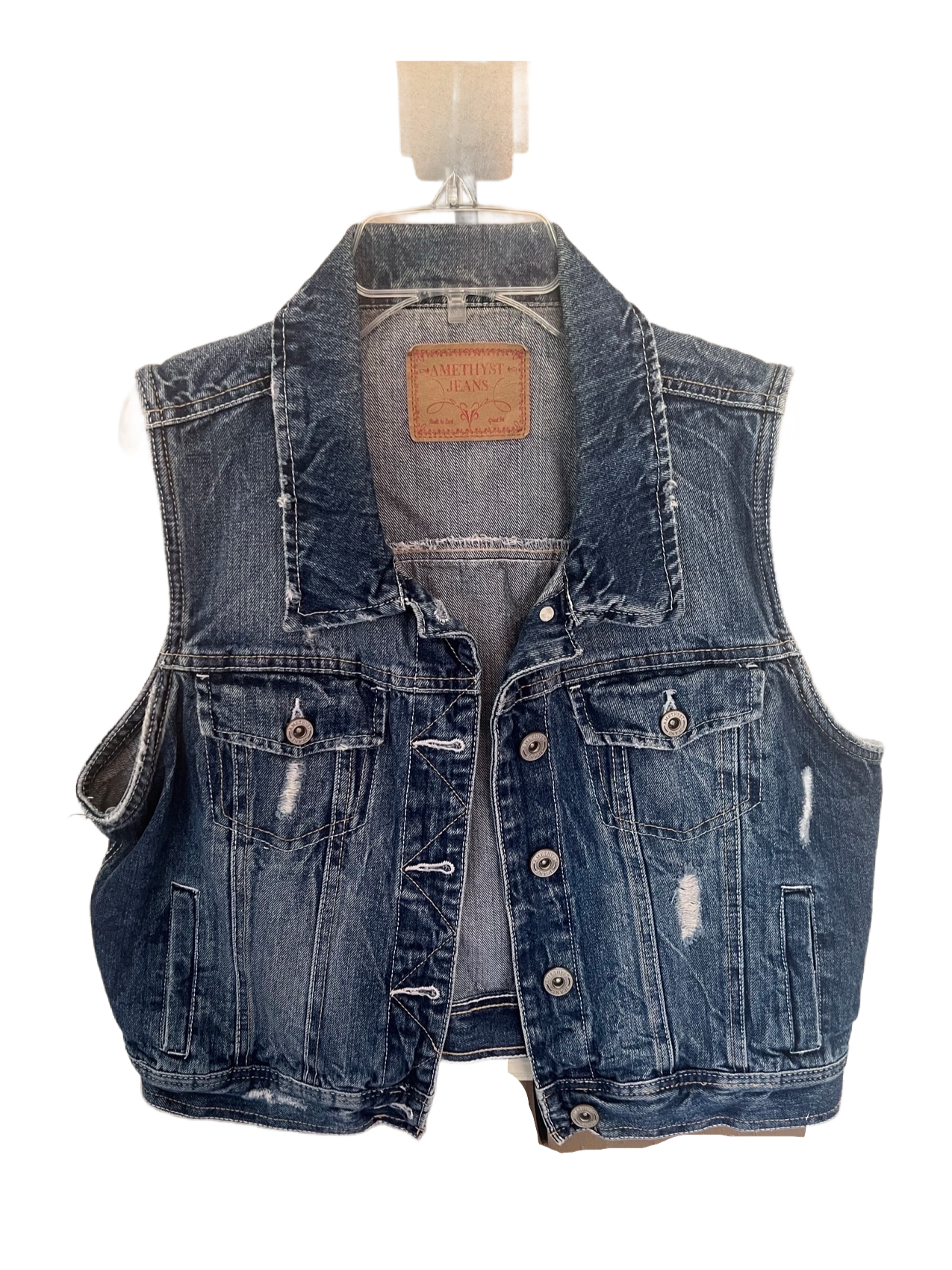 Pre-Owned Amethyst Jeans Distressed Denim Vest XL READ DESCRIPTION